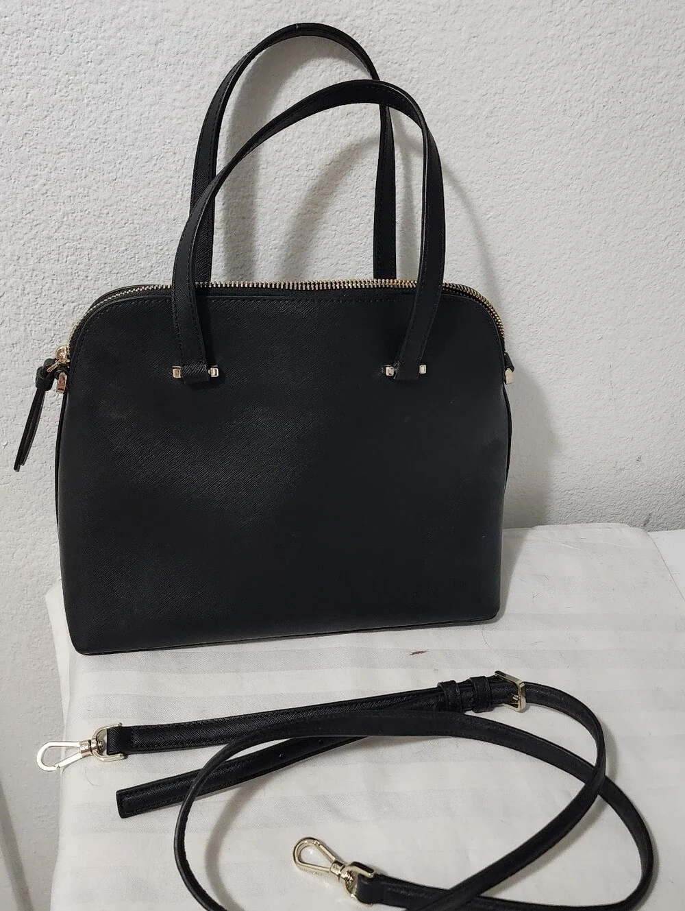 kate spade Black Saffiano Leather Satchel with Gold Hardware